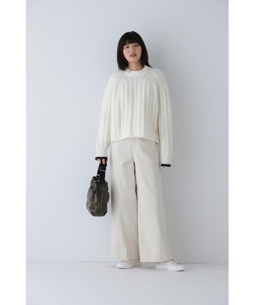 「human woman」 チノパンツ MEDIUM ホワイト系その他 レディース