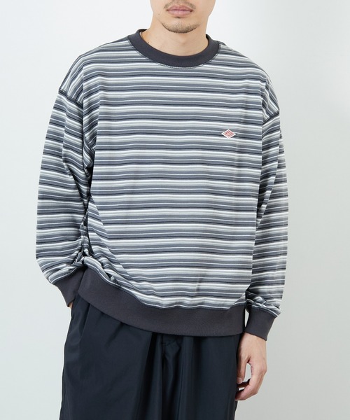 [DANTON/ダントン] スウェットライク ワンポイントロゴボーダーTシャツ DANTON/ダントン] スウェットライク ワンポイントロゴボーダーT