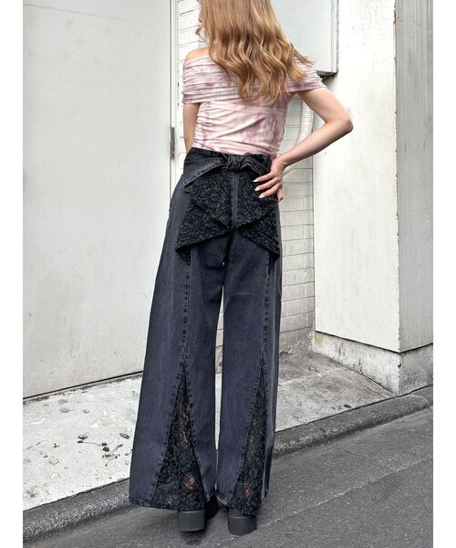 カルナムール　バックリボンデニムパンツ セール】BACK RIBBON DENIM PT/バックリボンデニムパンツ