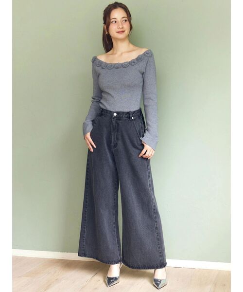 カルナムール　バックリボンデニムパンツ CALNAMUR ジーンズ デニム デニムパンツ BACK RIBBON DENIM PT