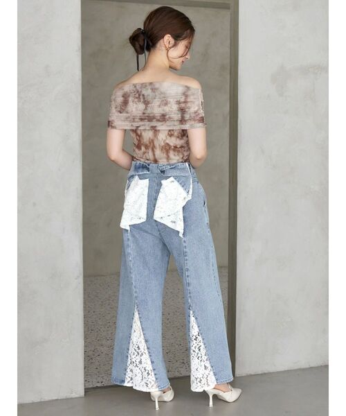 カルナムール/CALNAMUR バックリボンデニムパンツ　藤田ニコル Sサイズ CALNAMUR ジーンズ デニム デニムパンツ BACK RIBBON DENIM PT