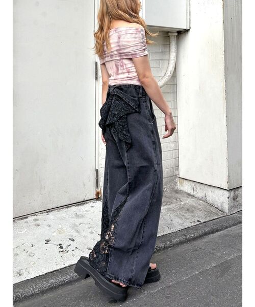 カルナムール/CALNAMUR バックリボンデニムパンツ　藤田ニコル Sサイズ CALNAMUR ジーンズ デニム デニムパンツ BACK RIBBON DENIM PT