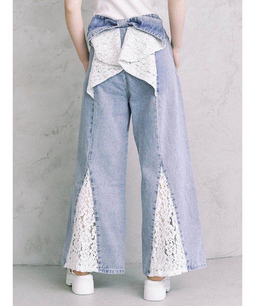 カルナムール/CALNAMUR バックリボンデニムパンツ　藤田ニコル Sサイズ CALNAMUR ジーンズ デニム デニムパンツ BACK RIBBON DENIM PT