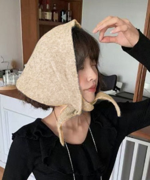 値下げ　ウール100% 三角形ニット帽 ひも付き pyornim（ピョルニム） ニット帽 ニットキャップ 「9色展開」ニット