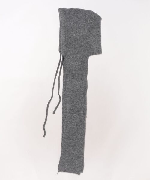 マフラー ストール ウール混 紐付き リブフードマフラー レディース