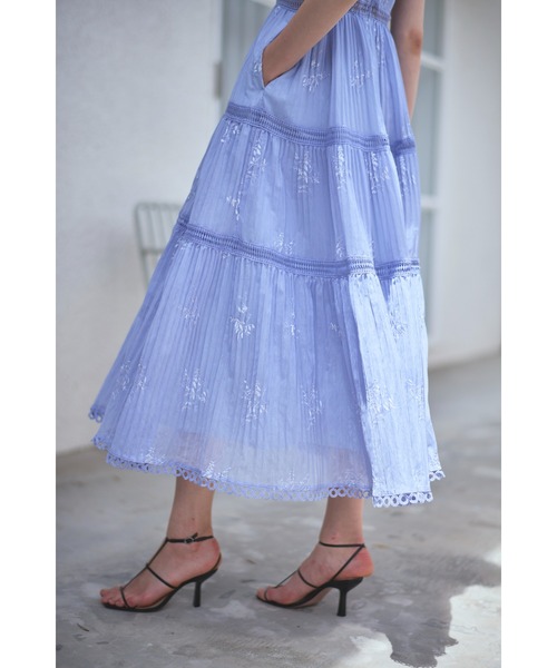 Estella.K ワンピース Dolce Vita Pleated Dress エンブロイダリー