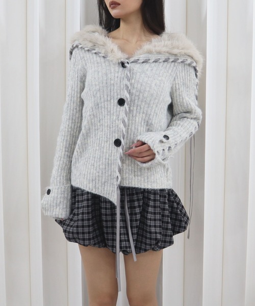 ファー付き 白ニットカーディガン 楽天市場】【10％OFFクーポン！5/16(土)1:59まで】VIVID LADY ファー