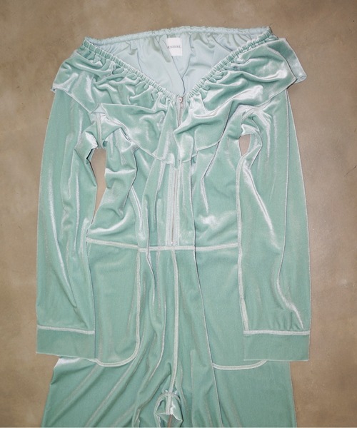 musubore（ムスボレ） オールインワン velours frill rompers / ベロア