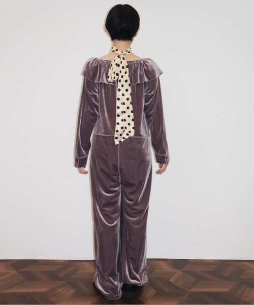 musubore ベロアフリルロンパース musubore（ムスボレ） オールインワン velours frill rompers / ベロア