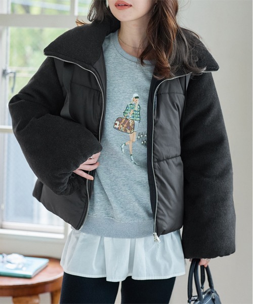 33℃ ブラック　ダウン　フレア　バックリボン　ベスト リボンいっぱいダウン（ダウンジャケット/コート）｜cuorequal（クオレ