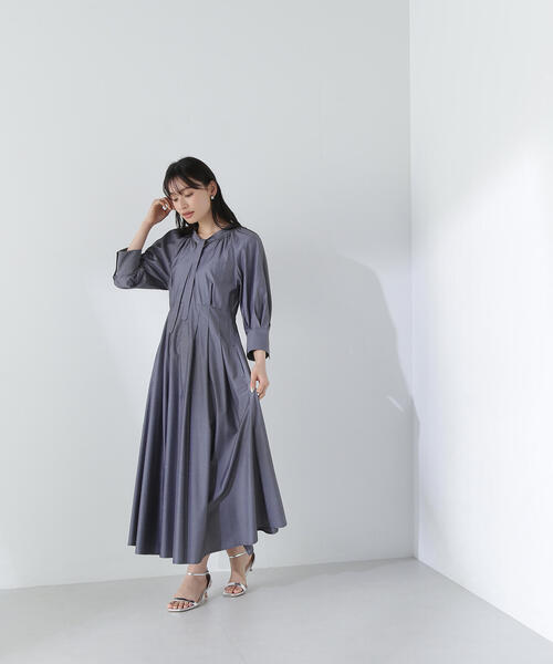 「NATURAL BEAUTY BASIC」 7分袖ワンピース MEDIUM チャコールグレー レディース_画像6