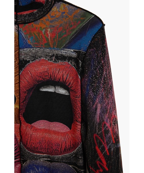 Desigual（デシグアル） tシャツ マルチカラープリント長袖ハイネックT