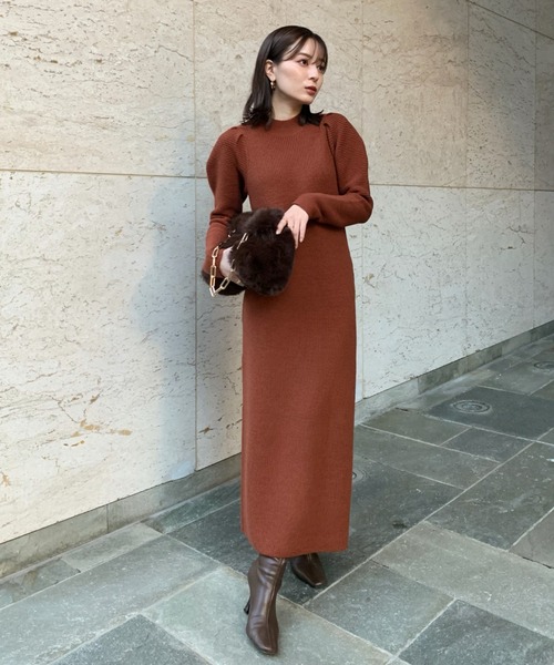 anuans（アニュアンス） ニットワンピース FREE ベージュ レディース