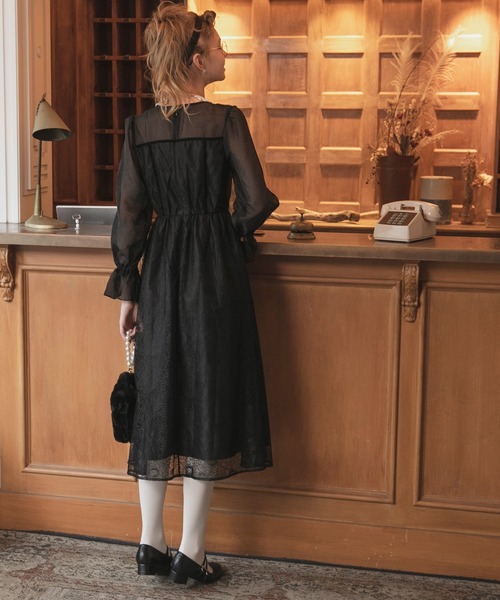 「BONLECILL noir」 長袖ワンピース FREE ネイビー レディース_画像2