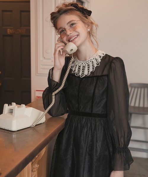 「BONLECILL noir」 長袖ワンピース FREE ネイビー レディース_画像3