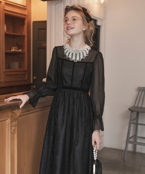 「BONLECILL noir」 長袖ワンピース FREE ネイビー レディース_画像4