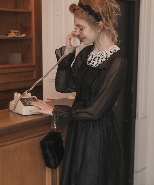 「BONLECILL noir」 長袖ワンピース FREE ネイビー レディース_画像5