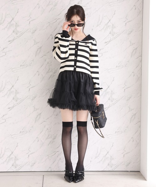 one after another NICE CLAUP カーディガン セーラーカラーニット