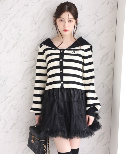 one after another NICE CLAUP カーディガン セーラーカラーニット