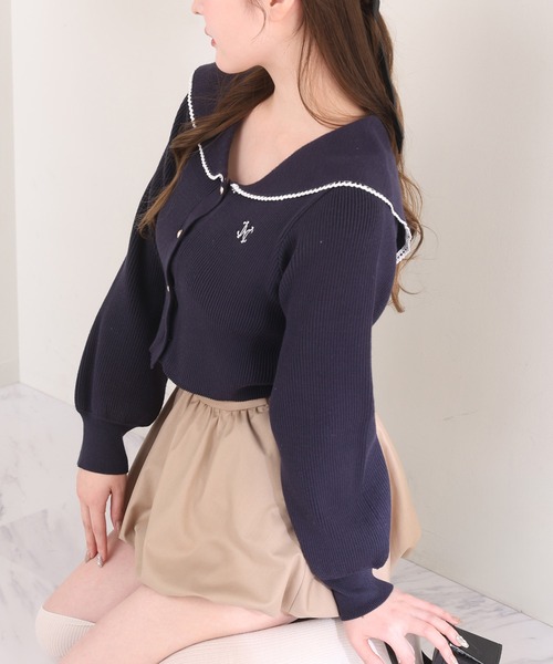 one after another NICE CLAUP カーディガン セーラーカラーニット