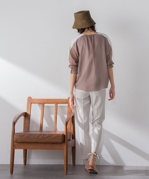 「socolla」 7分袖ブラウス M オレンジ レディース_画像3