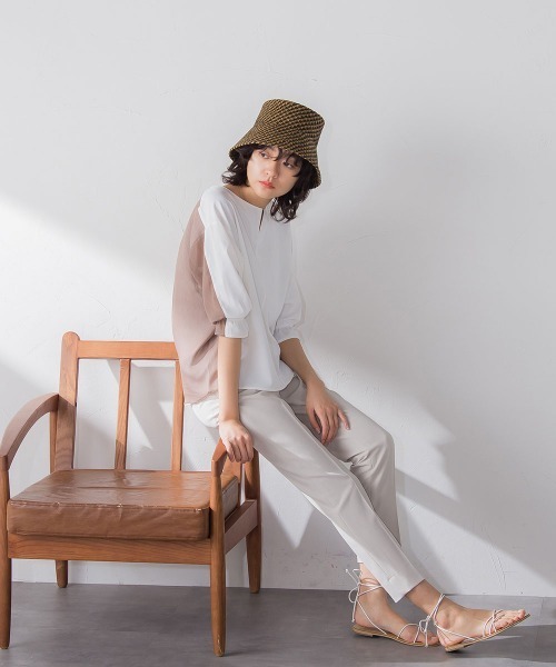 「socolla」 7分袖ブラウス M オレンジ レディース_画像4
