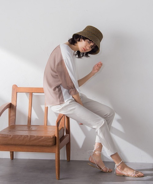 「socolla」 7分袖ブラウス M オレンジ レディース_画像5