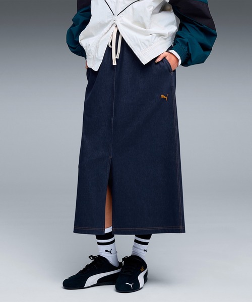 EVISU × PUMA 濃紺 ダーク デニム スカート W30 PUMA（プーマ） スカート ウィメンズ エレベーテッド デニムライク