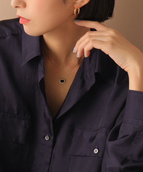 Lilas ネックレス オーバルオニキスフラットネックレス K10 レディース