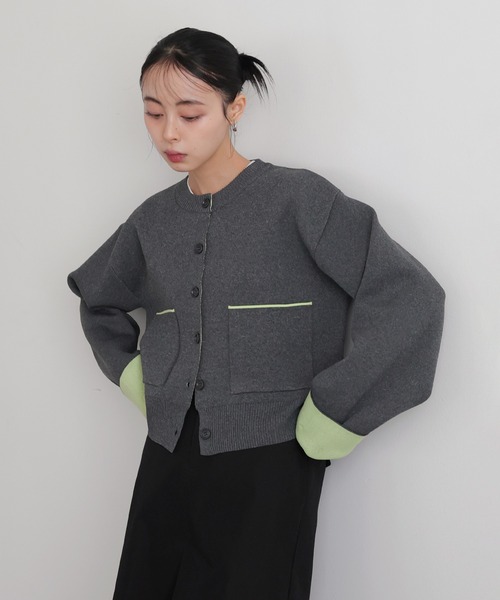 「LIAN」 ニットカーディガン FREE グレー レディース_画像3