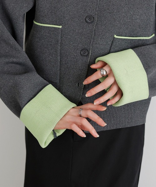 「LIAN」 ニットカーディガン FREE グレー レディース_画像9