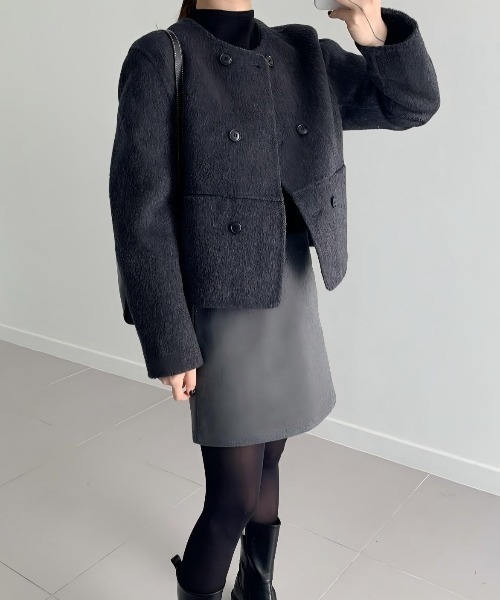 agnesb ダブルプレスト ショートピーコートジャケット ピーコート ｜agnès b. FEMME（ファム）｜アニエスベー公式オンライン