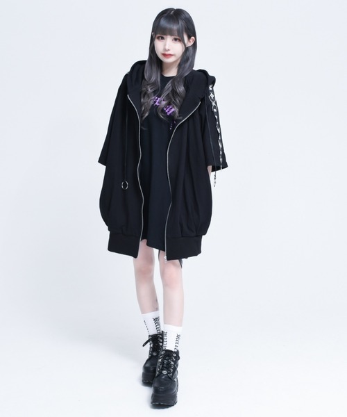 「REFLEM」 ジップアップパーカー FREE ブラック レディース_画像2