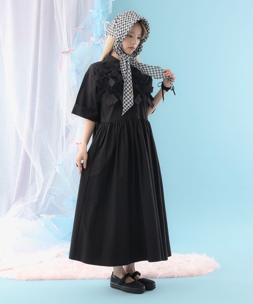 大きいサイズ レディース　リボン付きシースル ワンピース シャツドレスショート ワンピース ミニワンピース リボン[品番：JCSW0000601]｜JOCOSA