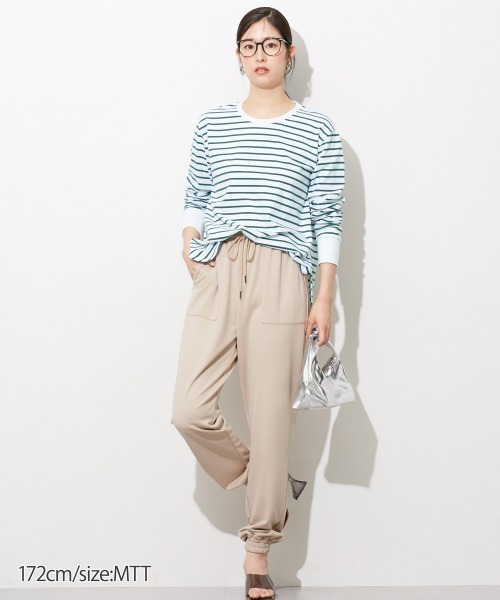 「slattgir」 長袖カットソー L ホワイト×グリーン レディース_画像9