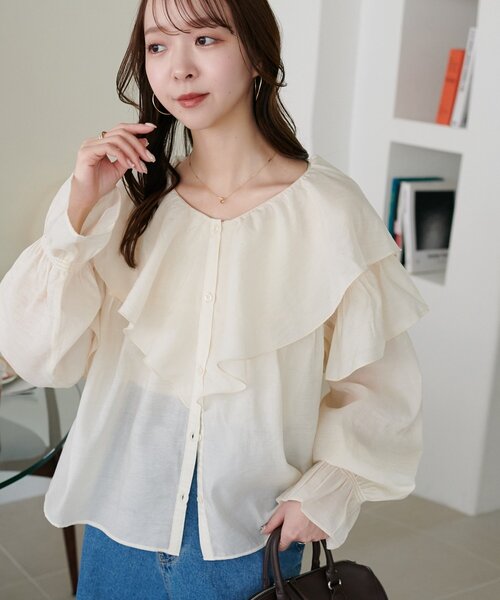 Discoat（ディスコート） ブラウス シャツ 「WEB限定」シアーフリル