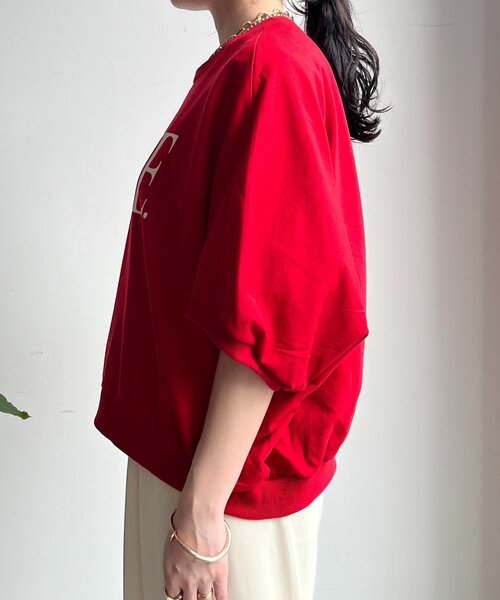 45rpm コットン ロゴプリント ドルマン Tシャツ プルオーバー DouDou（ドゥドゥ） tシャツ LOREプリントドルマンプルオーバー