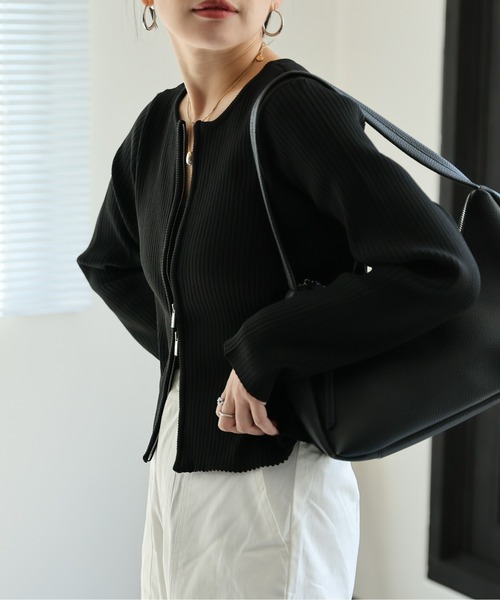 「ap retro」 ニットカーディガン FREE チャコールグレー レディース_画像6