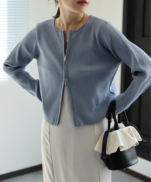 「ap retro」 ニットカーディガン FREE チャコールグレー レディース_画像9