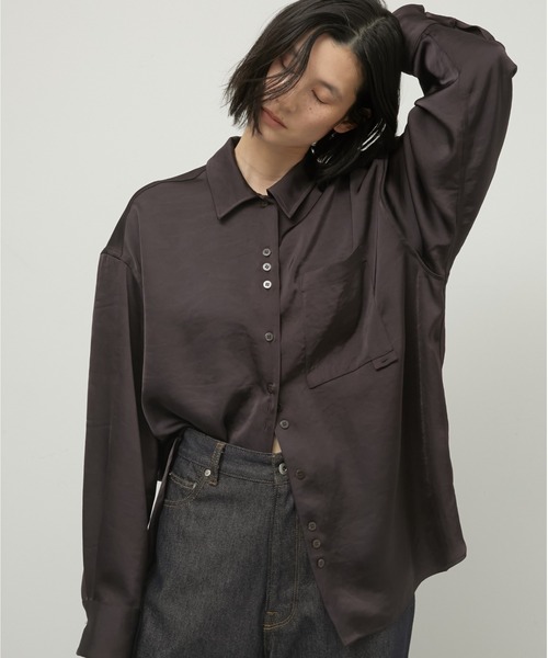 シャツ/ブラウス(長袖/七分) la peau de gem pintuck big shirt jacket LA PEAU DE GEM（ラポドゥジェム）の「【LA PEAU DE GEM】ピンタック