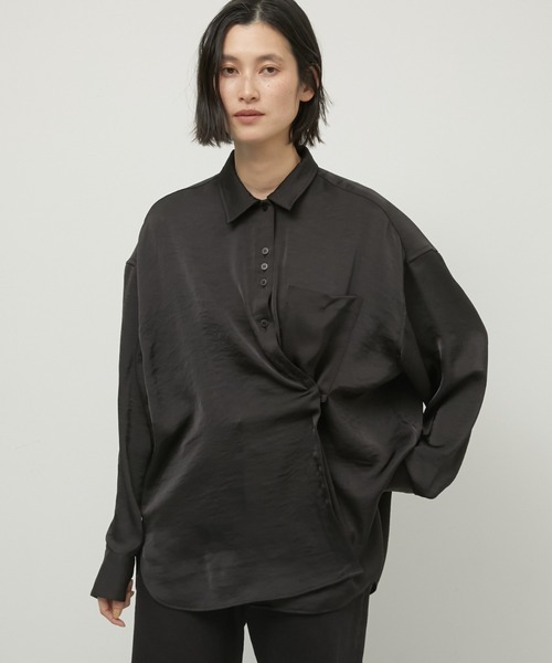 シャツ/ブラウス(長袖/七分) la peau de gem pintuck big shirt jacket LA PEAU DE GEM（ラポドゥジェム）の「【LA PEAU DE GEM】ピンタック
