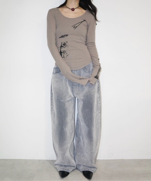 「musubore」 長袖カットソー FREE モカ レディース_画像3