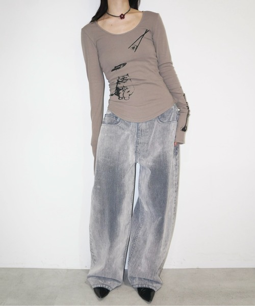 「musubore」 長袖カットソー FREE モカ レディース_画像4