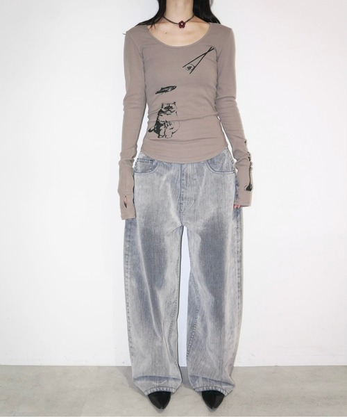 「musubore」 長袖カットソー FREE モカ レディース_画像5