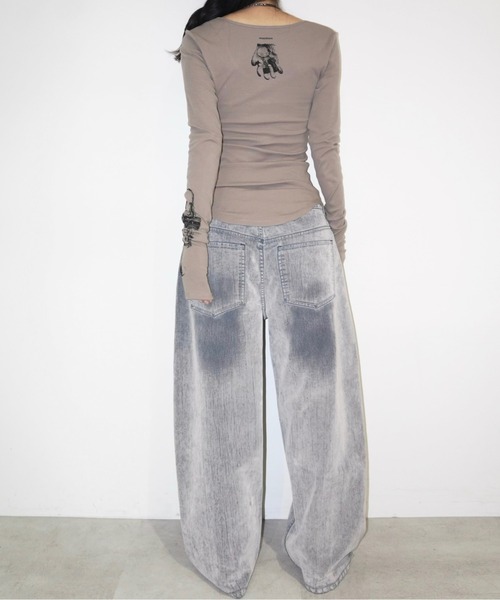 「musubore」 長袖カットソー FREE モカ レディース_画像6