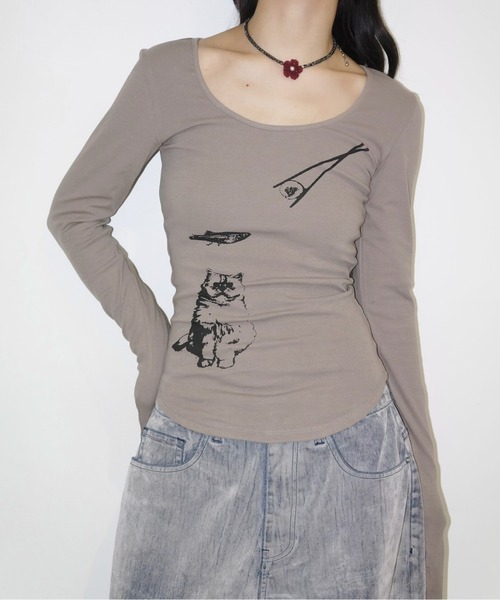 「musubore」 長袖カットソー FREE モカ レディース_画像8