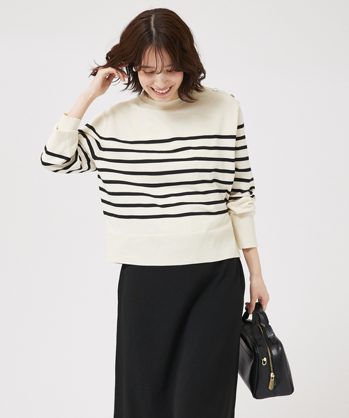 「abahouse mavie」 長袖ニット フリー ネイビー レディース_画像5