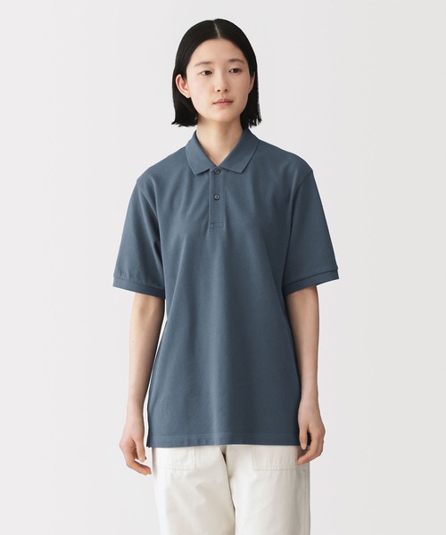 無印良品（MUJI） ポロシャツ 紳士 洗いざらし鹿の子編み半袖