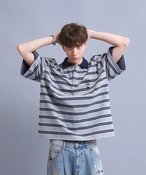 ポロシャツ Connie border polo / コニーボーダーポロシャツ メンズ レディースの画像