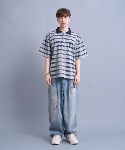 ポロシャツ Connie border polo / コニーボーダーポロシャツ メンズ レディースの画像